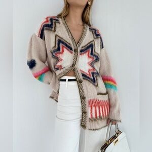 Commense Caesars Palace Cardigan Large NWT